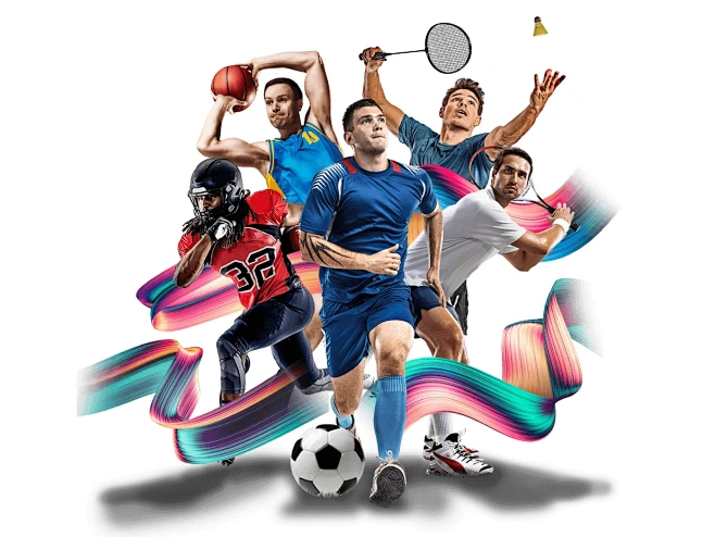 多项运动员形象拼贴图（足球/篮球/网球等）